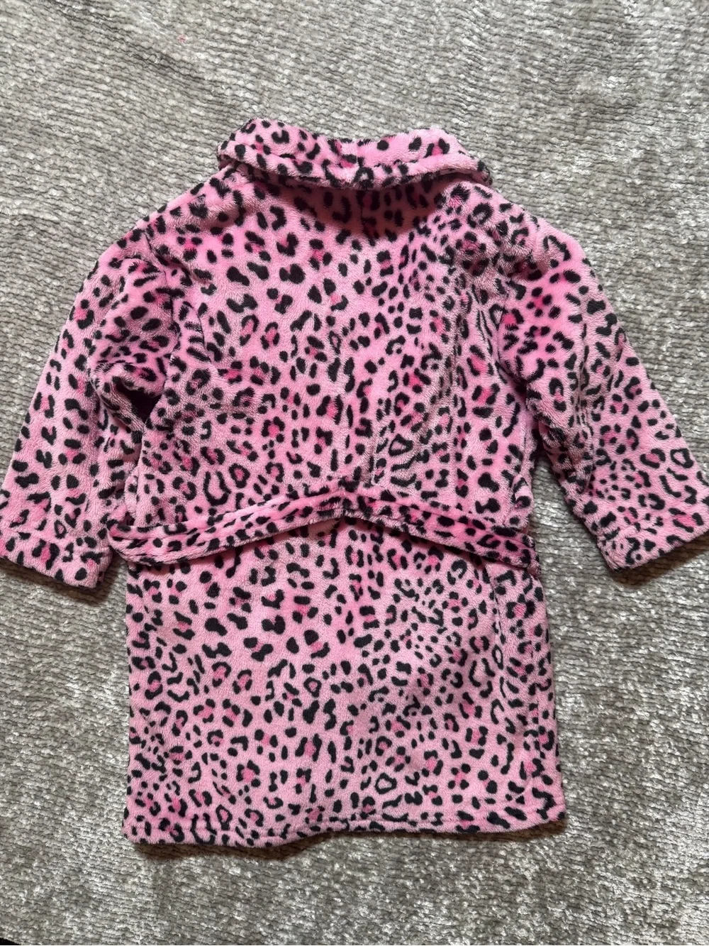 EUC Cuddl Duds Girls' Pink Leopard Fleece Bathrobe with heart pockets 2t